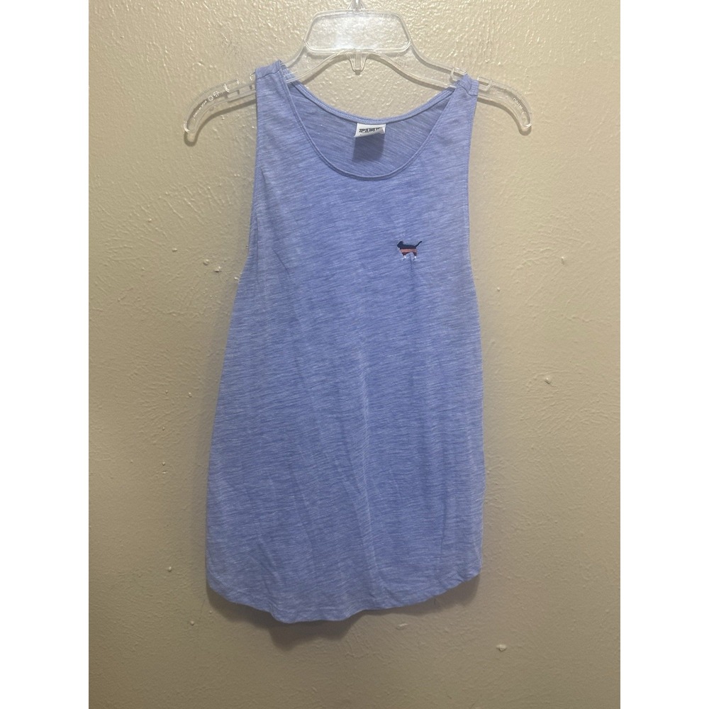 PINK Victoria's Secret Blue Sleeveless Tank Top Dog Logo Casual Comfy S